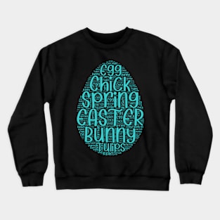 Cute Teal Easter Words Egg Crewneck Sweatshirt